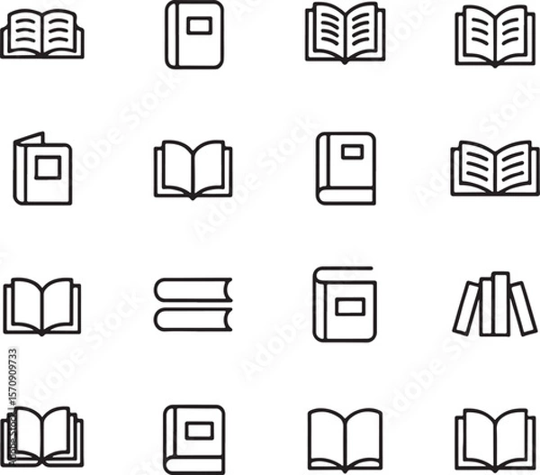 Fototapeta Black and White Books Collection Featuring a Variety of Book Styles Open Books and Closed Books Representing Knowledge and Reading