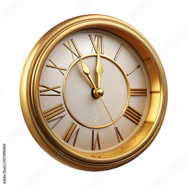 Fototapeta Elegant Gold Roman Numeral Wall Clock - Classic Design