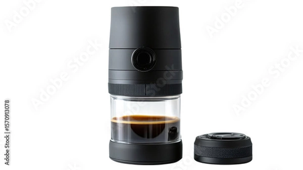 Fototapeta • A trendy portable espresso maker for travel, isolated on white background in HD 