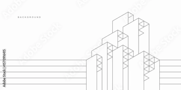 Fototapeta Abstract architectural construction. Geometric technological background.