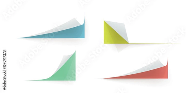 Obraz realistic various paper curled corners in set