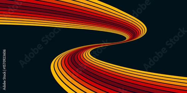 Fototapeta Abstract background of rainbow groovy Wavy Line design in 1970s Hippie Retro style. Vector pattern ready to use for cloth, textile, wrap and other.