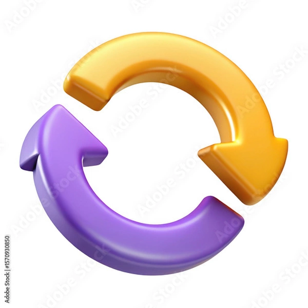 Obraz 3d circular arrows refresh icon isolated on transparent background