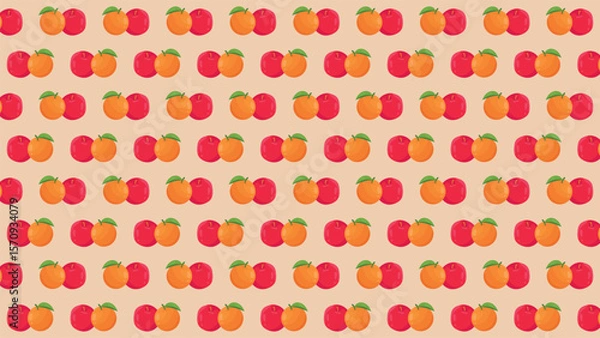 Fototapeta apple and orange fruit seamless pattern background vector design