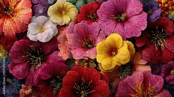 Obraz Luminous Wealth-Infused Blossoms Melding Intricate Botanical Elegance with Fortune Symbolism in a Serene Natural Setting