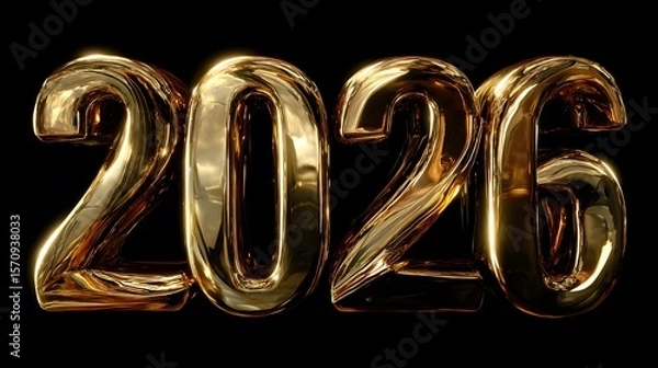 Obraz Vibrant 2026 Inscription in Gold: Elegant Energy and Bold Celebration for Modern Brands and Festive Events