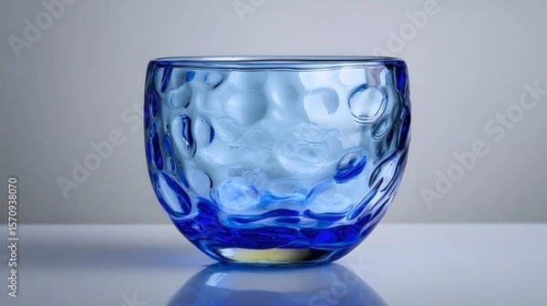 Obraz Crystal Blue Glass Cup Embracing Contemporary Sophistication and Innovative Drink Presentation