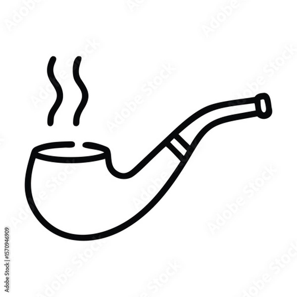 Obraz Smoking pipe vector silhouette line art style