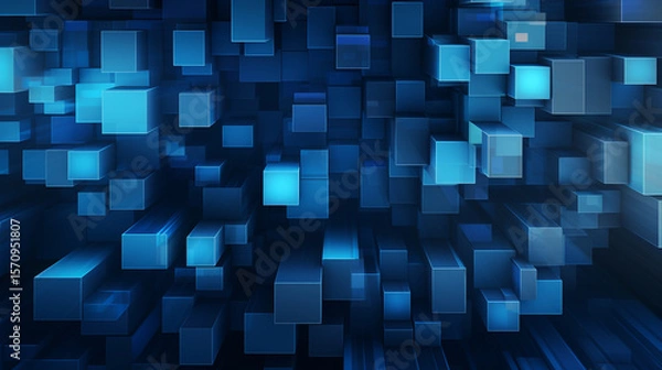 Fototapeta Blue geometric abstract background with triangles and lines