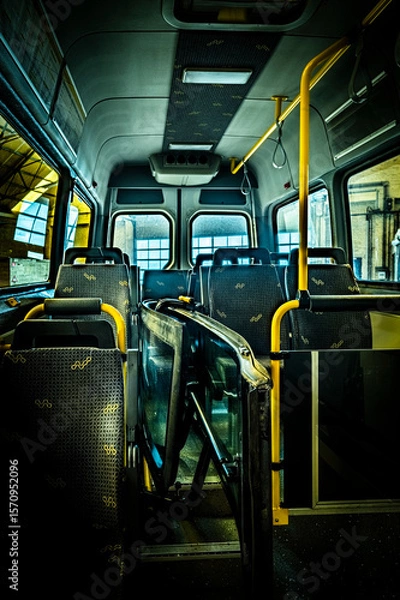 Fototapeta The abandoned bus garage.