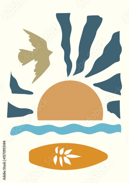 Obraz abstract art beach elements illustration