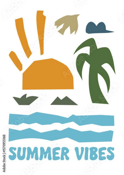 Obraz abstract art beach elements illustration