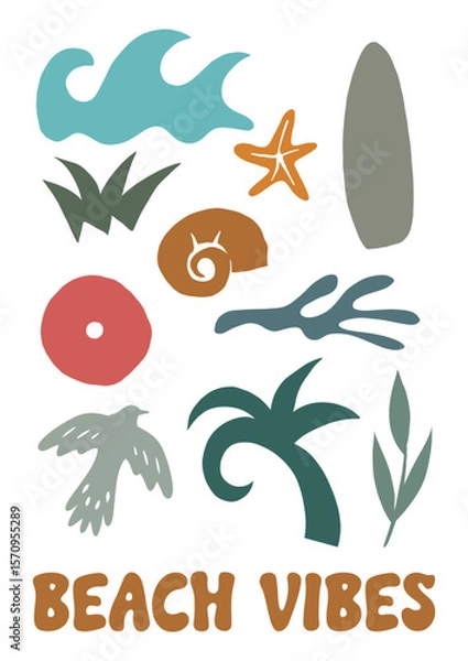 Obraz abstract art beach elements illustration