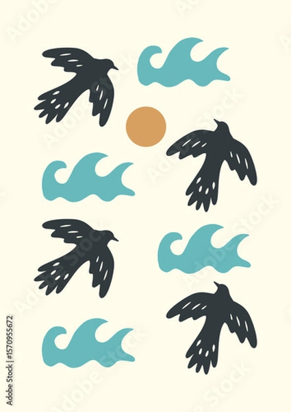 Obraz abstract art beach elements illustration