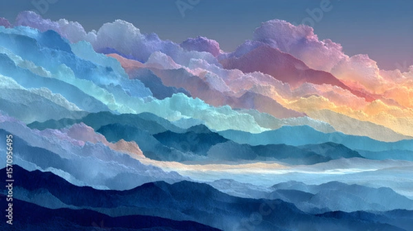 Fototapeta Serene abstract watercolor texture background featuring soft, layered blue shades