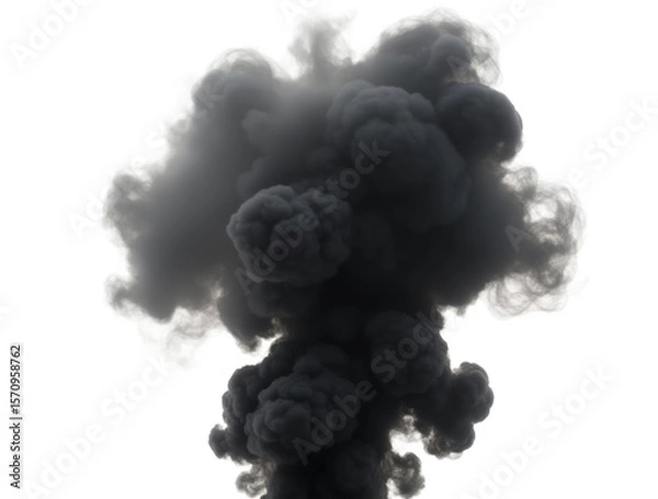 Obraz Small but Intense Burst of Black Smoke Rising Upward with Sharp, Jagged Edges A