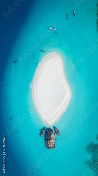 Fototapeta Maldives Top-Down View of Sandbank Surrounded by Turquoise Indian Ocean