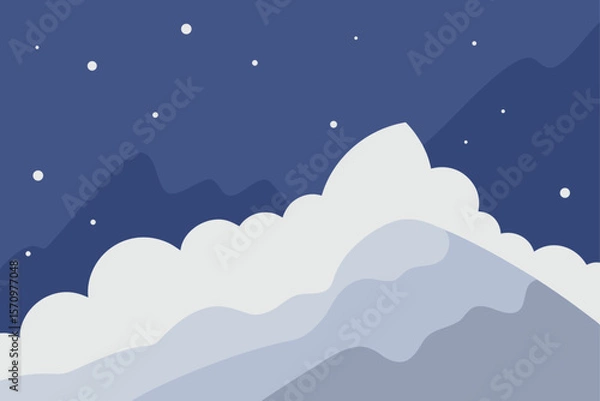 Fototapeta Serene Nightscape Mountain Peaks Emerging from Clouds Under Starlit Sky