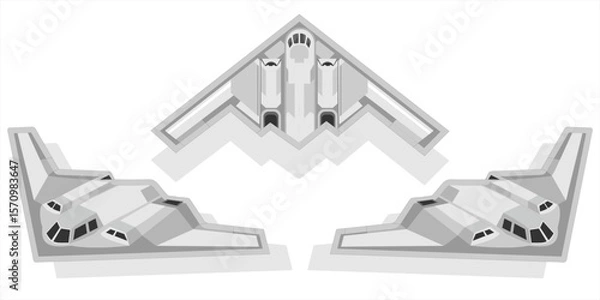 Obraz 3D Angled Vector of B2 Stealth Bomber – Isometric Military Aircraft Illustration, Perspective View of B2 Spirit Stealth Aircraft. Military Vector Design