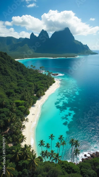 Obraz Moorea French Polynesia Lush Volcanic Island with Emerald Lagoons and Coral Reefs