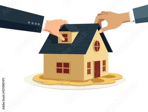 Obraz Real Estate Flipping: House Turned Over Like a Pancake for Quick Resale