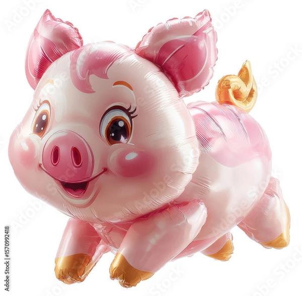 Fototapeta pig shaped balloon isolated on transparent background