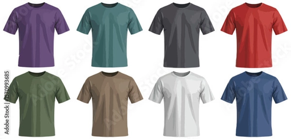 Fototapeta Variety of Blank Short Sleeve T-Shirts in Different Colors