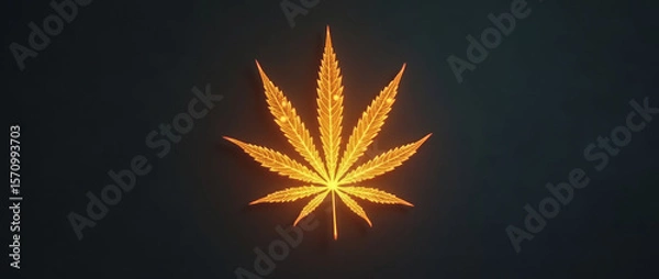 Fototapeta Glowing Cannabis Icon — Drone Shot Top-Down View, High-Angle Aerial Composition