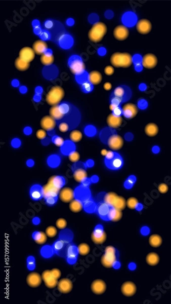 Obraz Blue and Yellow Bokeh Abstract Light Background on Dark.