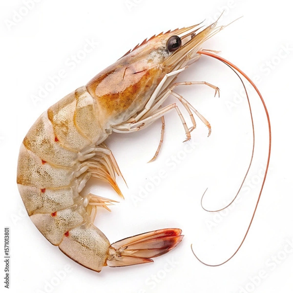 Fototapeta "Close-up of a Fresh Shrimp with Detailed Shell and Antennae"

