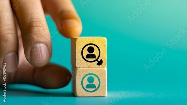 Fototapeta Customer relationship management linking target icons and human figures for improved service focus