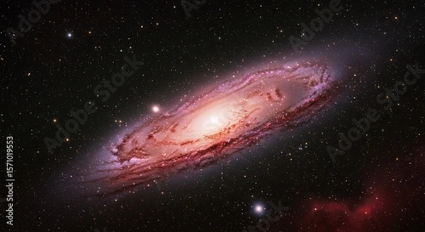 Fototapeta Captivating view of the Andromeda Galaxy with its stunning spiral arms and bright core