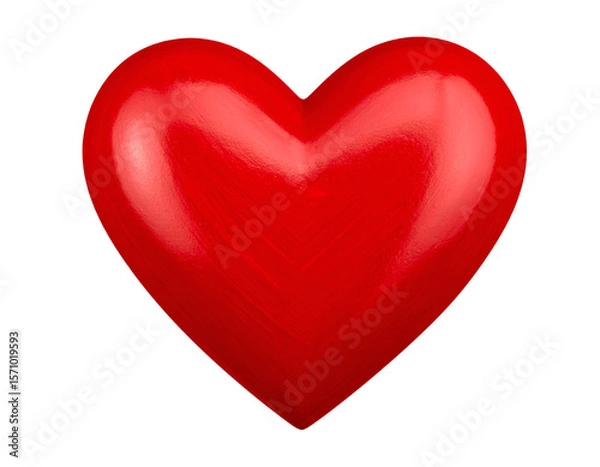 Fototapeta A glossy red heart object stands as a universal symbol of love, passion, and devotion.