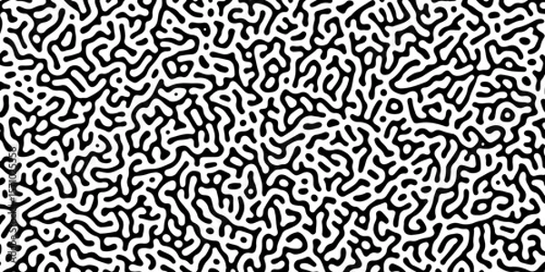 Fototapeta Abstract truing organic wallpaper Turing reaction diffusion monochrome seamless pattern with chaotic motion. Turing reaction diffusion monochrome seamless pattern with chaotic motion.