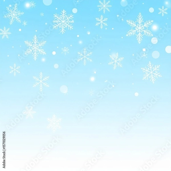 Obraz Falling Snowflakes on Light Blue Background
