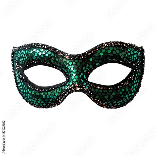 Fototapeta Emerald Green Glitter Masquerade Mask Perfect for Parties  Events isolated on transparent background
