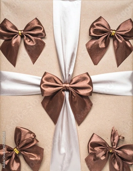 Obraz Brown And Beige Gift Wrapped With Satin Bows