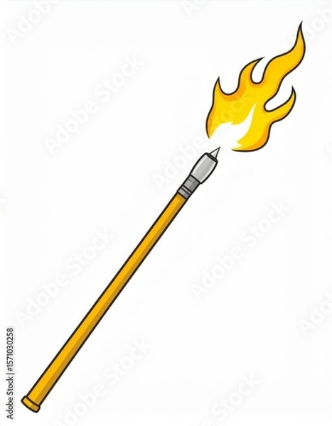 Obraz Yellow Pixel Art Burning Torch Illustration