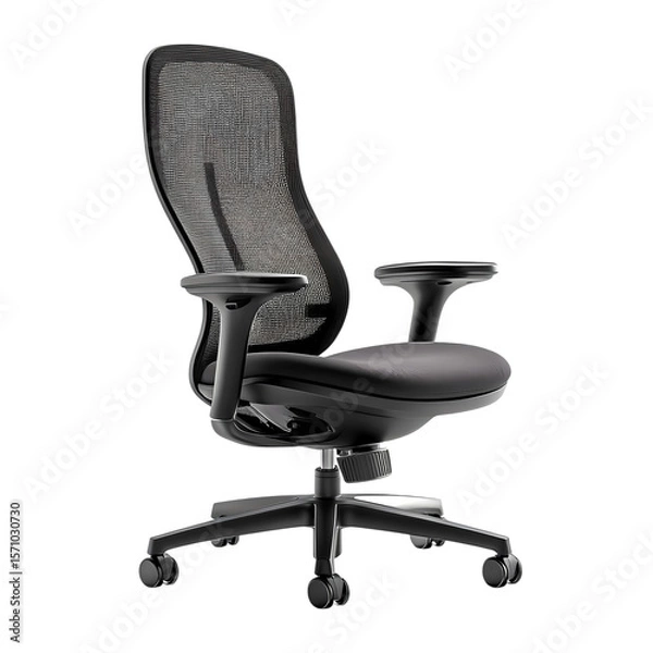 Fototapeta Ergonomic Office Chair Mesh Back Modern Design Comfortable Seating isolated on transparent background