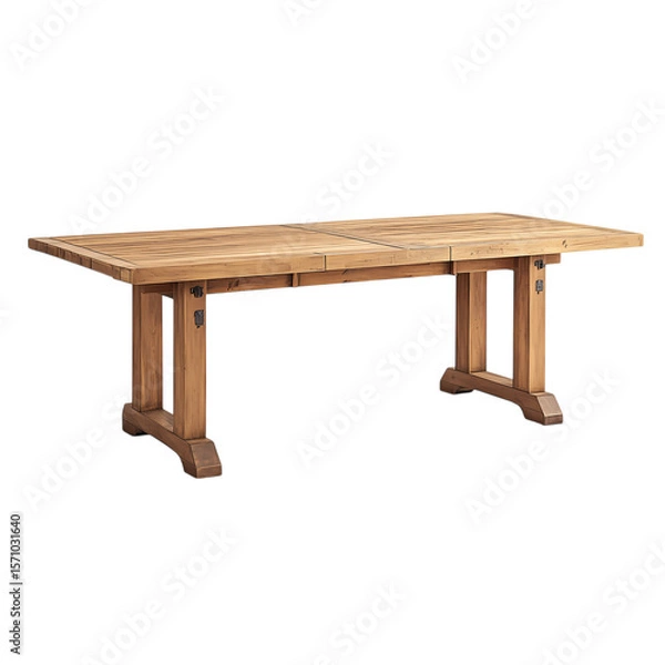 Fototapeta Rustic Farmhouse Dining Table HandHewn Wood Unique Design isolated on transparent background