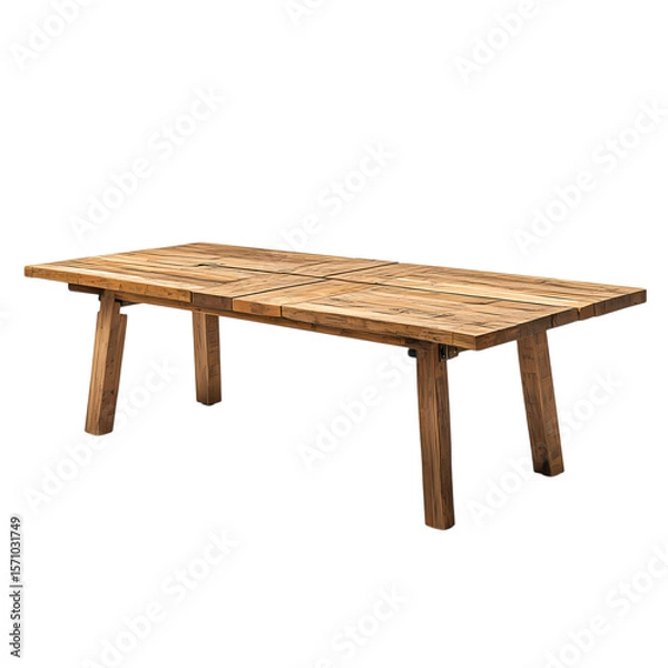 Fototapeta Rustic Farmhouse Dining Table Solid Wood Long Rectangular Design Unique Tabletop Texture isolated on transparent background