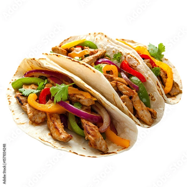 Fototapeta Delicious Chicken Fajitas in Soft Tacos A Culinary Delight isolated on transparent background