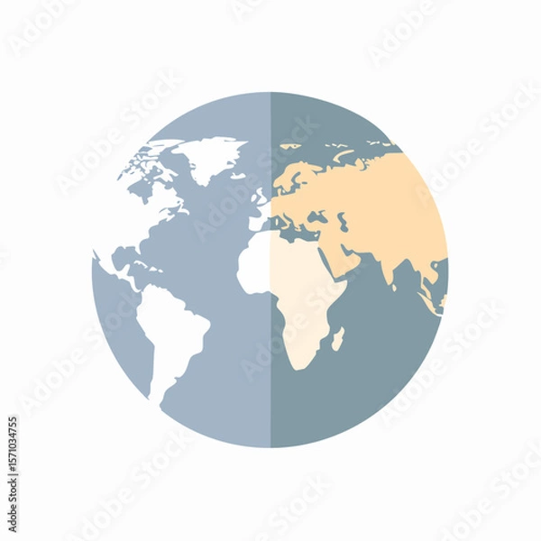 Fototapeta Globe graphic of earth featuring continents such as Africa, Europe, and the Americas in pastel colors for design projects.