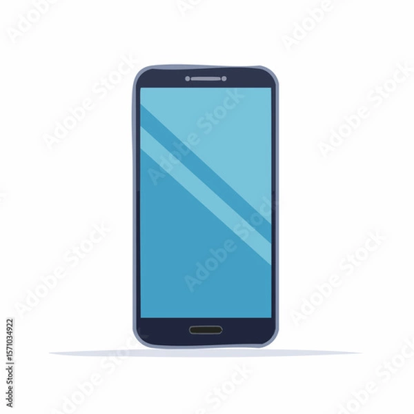 Fototapeta Modern smartphone flat design drawing, perfect for mobile app design or promotional material, showcasing device technology.