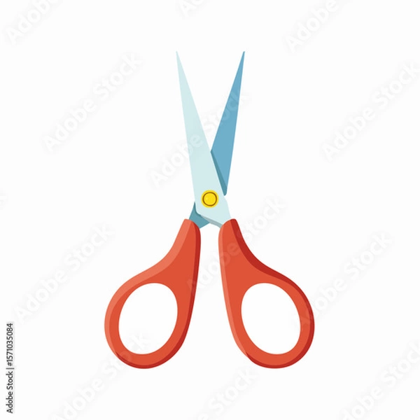 Fototapeta Simple red scissors graphic for crafting, design, or cutting-related themes, ideal for icons or creative projects requiring precision and a sharp, clean visual element.