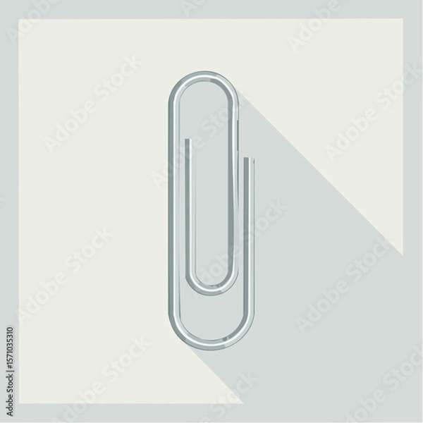 Fototapeta Simple metal paperclip graphic with a long shadow, perfect for presentations or office supply related design projects and marketing.