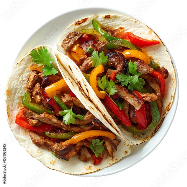 Fototapeta Delicious Steak Fajitas A Culinary Delight isolated on transparent background