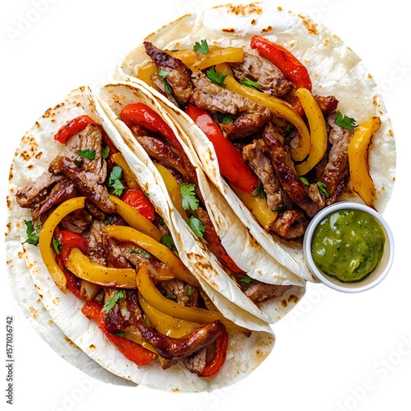 Fototapeta Delicious Steak Fajita Tacos A Culinary Delight isolated on transparent background