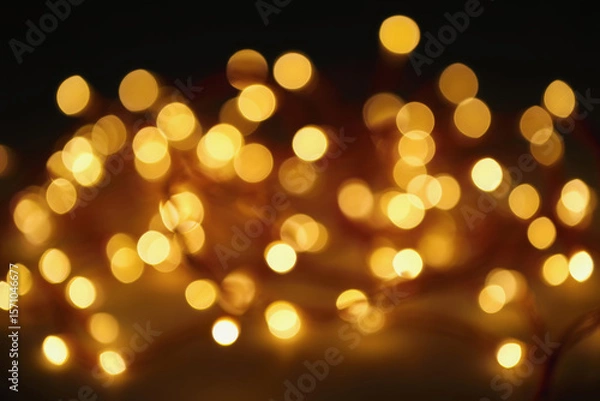 Obraz Warm and inviting string lights create a cozy atmosphere in a dimly lit space. Generative AI