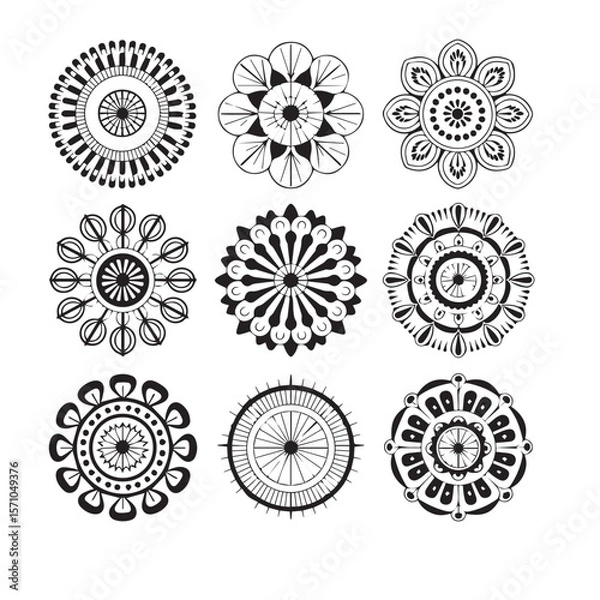 Fototapeta set of round ornamental elements
